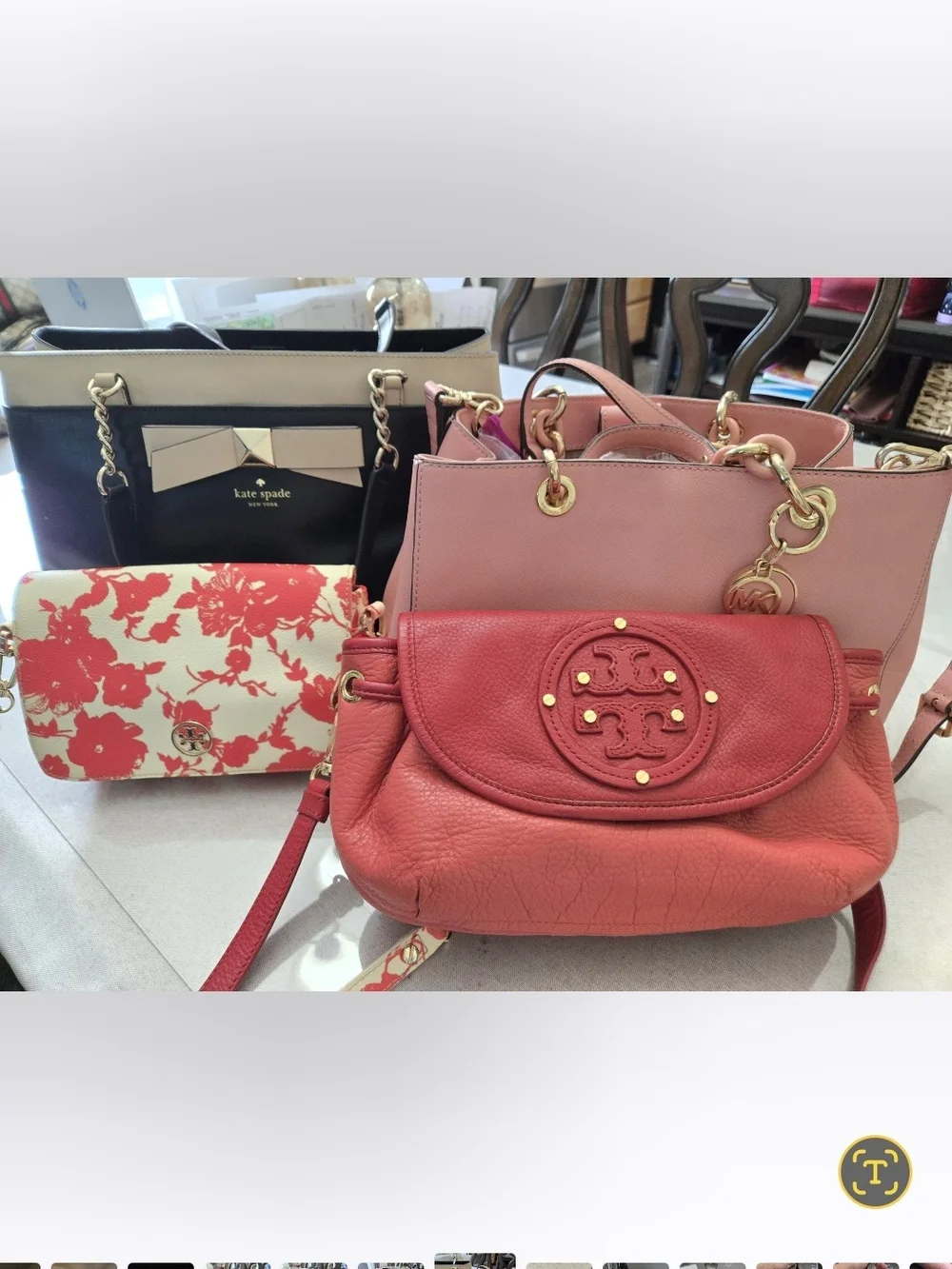 kate spade,2Tory BURCH Coral Red and Pink Leather Shoulder Bag Set,Michael KORS.